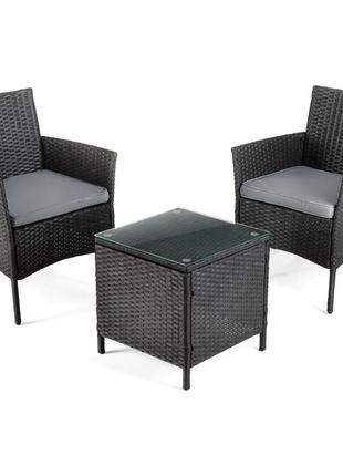 Садовая мебель outtec стол и 2 стулья черно-графитовые1 фото