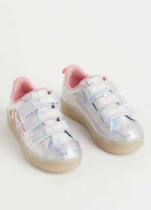 Кеди h&m, кросівки з мигалками, взуття для дівчинки 24р3 фото