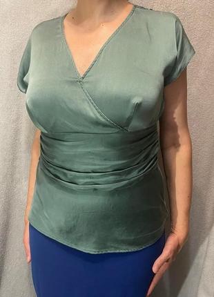 Изысканная шелковая блуза monsoon мятного цвета размер uk108 фото