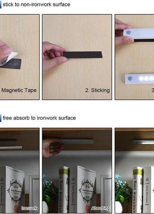 Подсветка для шкафа с датчиком движения vicloon, 3 комплекта светодиодных подсветок для шкафа, светодиодная по4 фото