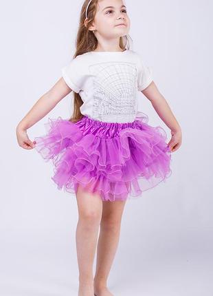 Трехярусная, праздничная, нарядная юбка,сиреневая, р. 100-130 см. в наличии