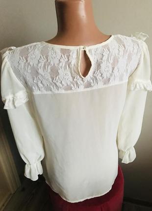 Красивая нежная женственная блуза с рюшами и кружевом 🤩3 фото