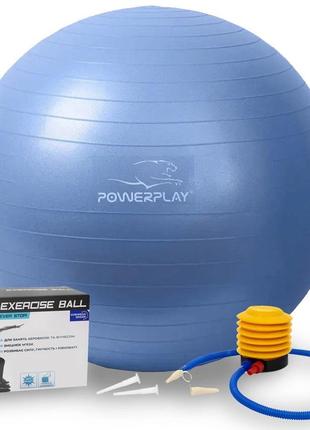 М'яч для фітнесу (фітбол) powerplay 4001 ø65 cm gymball синій + помпа
