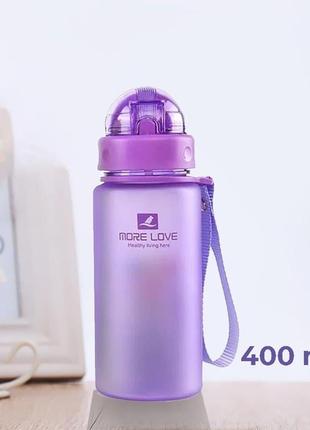 Пляшка для води casno 400 мл mx-5028 more love фіолетова з соломинкою