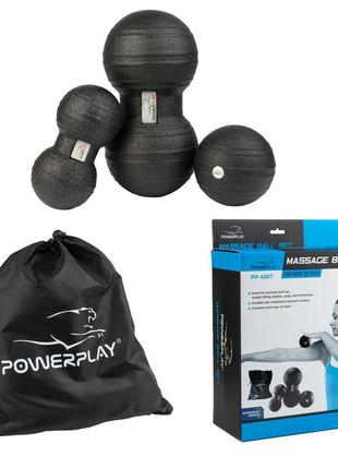 Набір масажних м'ячиків powerplay 4007 epp massage ball чорні (3 шт.)1 фото