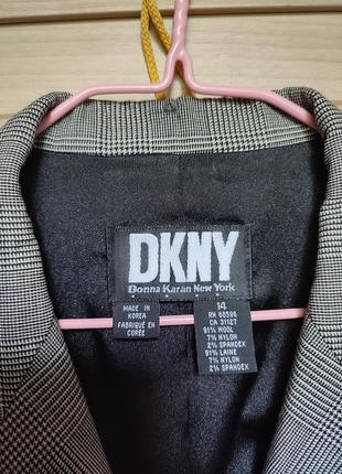 Винтажный шерстяной пиджак жакет из шерсти гусиная лапка dkny donna karan new york ☕ наш 44-46рр4 фото