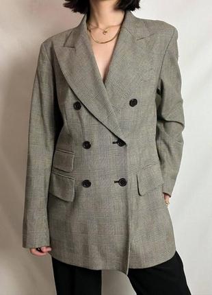 Винтажный шерстяной пиджак жакет из шерсти гусиная лапка dkny donna karan new york ☕ наш 44-46рр1 фото