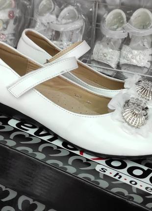 Белые туфли для девочки школьные 22 см4 фото