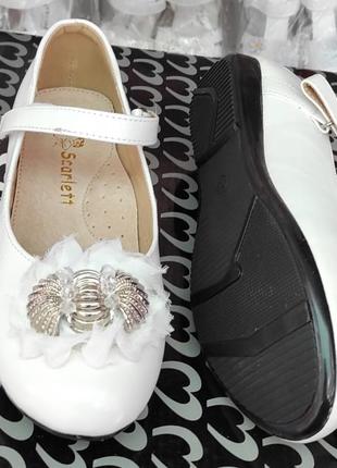 Белые туфли для девочки школьные 22 см5 фото