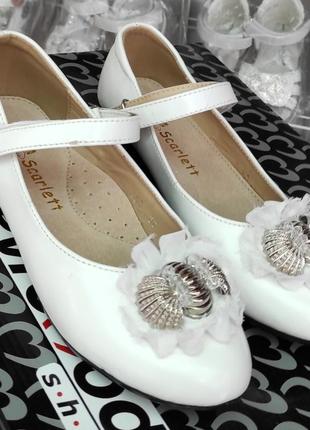 Белые туфли для девочки школьные 22 см6 фото