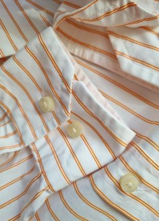 Бавовняна брендова смугаста топова базова біла чоловіча сорочка в помаранчеву смужку massimo dutti l5 фото
