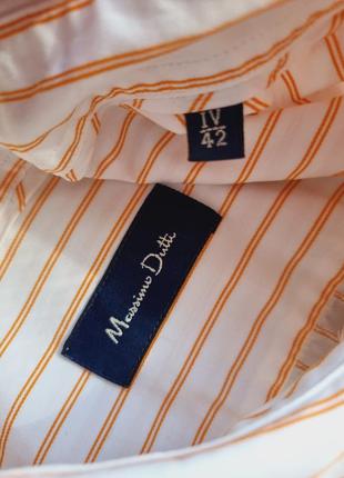 Бавовняна брендова смугаста топова базова біла чоловіча сорочка в помаранчеву смужку massimo dutti l8 фото
