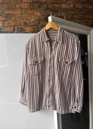 Rocky vintage men’s 90s full zip striped jacket shirt винтажная куртка