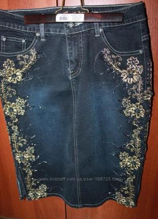 Джинсова спідниця ручної роботи