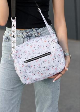 Жіноча сумка sambag milano szs  белая с  цветочным принтом 951037038 фото