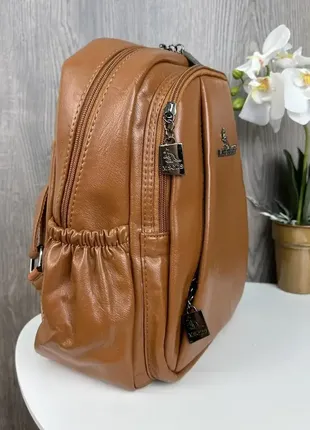 Женский городской рюкзак повседневный рюкзачок с кенгуру качественный, модный портфельчик экокожа (0598)3 фото
