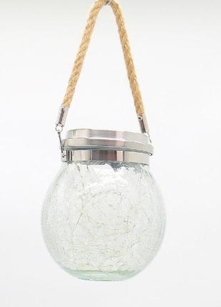 Світильник нічник від сонячної батареї вуличний підвісний лампа банка зі світлячками