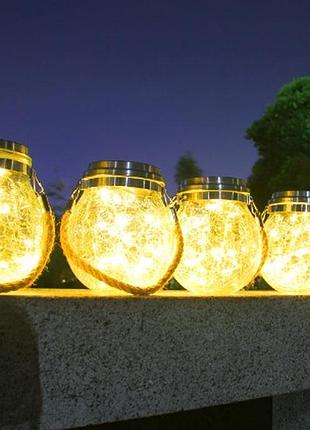 Світильник нічник від сонячної батареї вуличний підвісний лампа банка зі світлячками