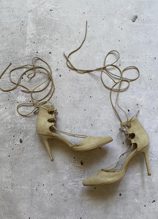 Туфли лодочки на завязках на шпильке nio nio размер 382 фото