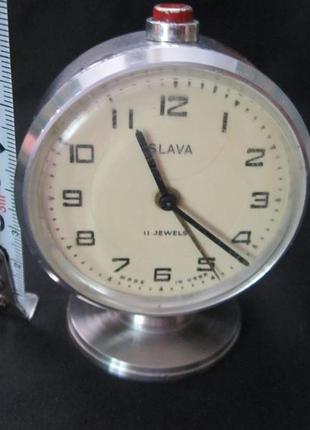 Будильник настольный "slava" рабочий ссср made in ussr №4. 50е годы.