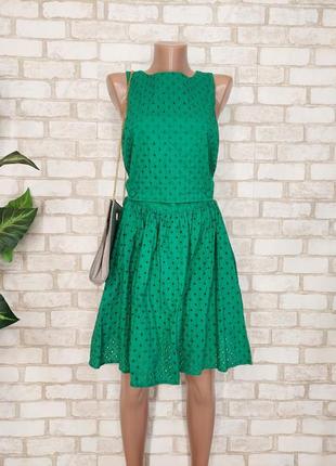 Фирменное topshop мини платье со 100 % хлопка с прошвы в зелёном цвете, размер л-ка