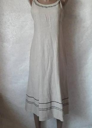 Фирменный marks & spenser сарафан/платье с вышивкой на 55%лён и 45% хлопок, размер л-ка