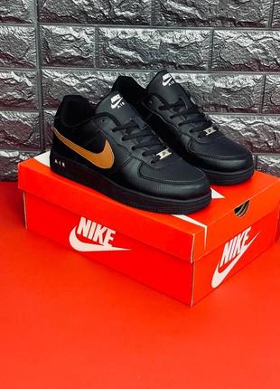 Nike force1 кроссовки черные с эмблемой мужские 40-45 / подростковые 36-40