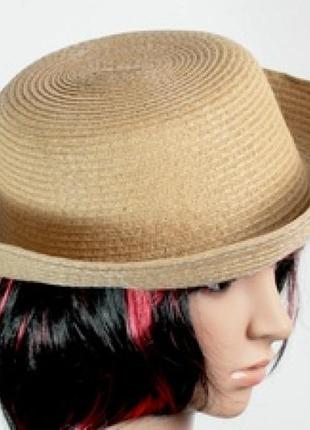 Соломенная шляпа котелок 27 см коричневый
