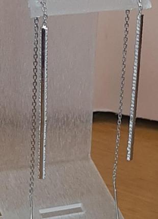 Сережки- протяжки довгi срібло 925 проби
