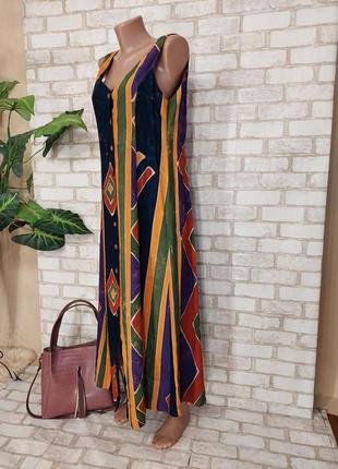 Новое платье в пол/длинное платье/халат в яркий цветной принт "ромбы", размер м-л4 фото