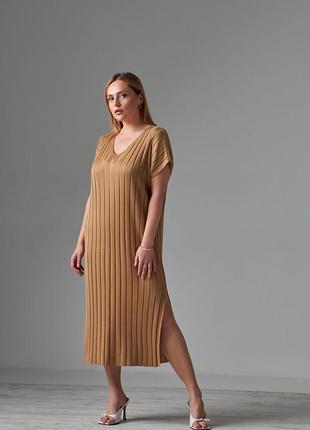 Женское длинное и комфортное платье в вертикальную полоску, стильное летнее платье миди2 фото