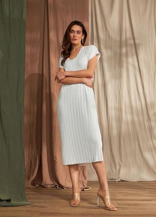 Женское длинное и комфортное платье в вертикальную полоску, стильное летнее платье миди3 фото