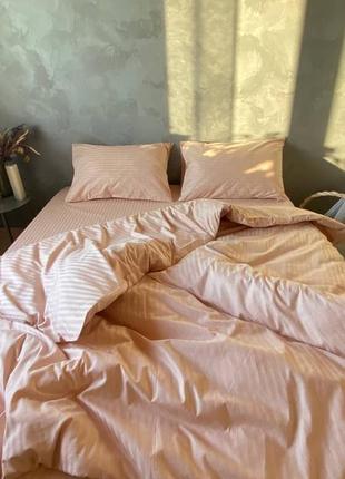 Однотонный комплект постельного белья из страйп-сатина
