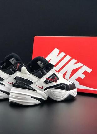 Кожаные кроссовки nike m2k tekno black red white / демисезонные спортивные кроссовки для города / кросівки чоловічі шкіряні на кожен день4 фото