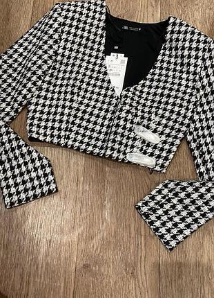Укороченный блейзер зара zara женский пиджак