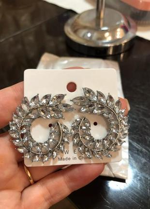 Серьги серебро серебряные кольца круглые колечки веточки5 фото
