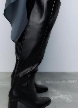 Zara зара высокие кожаные сапоги ботфорты, сапоги5 фото