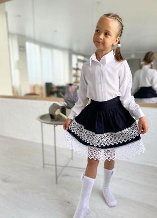 Детская юбка на резинке для девочки в школу подростковая школьная юбка кружево шантилье