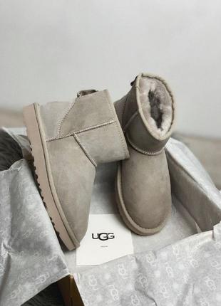 Шикарные женские зимние угги ugg classic mini beige2 фото