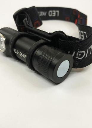 Налобний ліхтар police bl-2155-xpe + вбудований акумулятор + usb