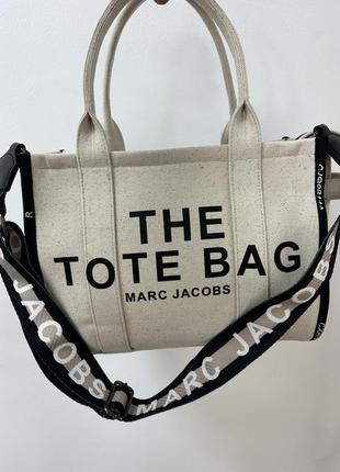 Стильна жіноча сумка marc jacobs medium tote bag white/black 33 х 26 х 12 см