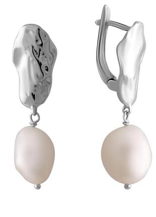 Срібні сережки з натуральними барильними перлами