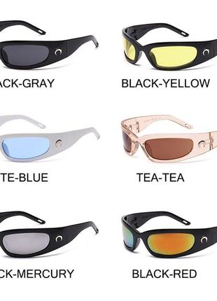 Спортивные зеркальные очки цвет трендовые женские мужские солнцезащитные стильные  2023 велоспорта y2k3 фото