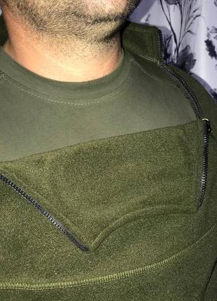 Кофта мужская теплая флисовая зеленая батник флисовый убокс теплый с капюшоном для военного всу худи на флисе мужское флиска боевая тактическая4 фото