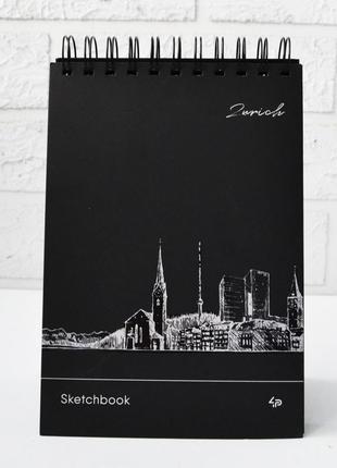 Скетчбук 4profi black sketch book zurich а5 30 аркушів чорний папір 9032211 фото