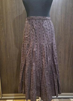 Натуральна довга спідниця шоколадного кольору authentic!