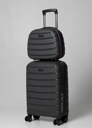 Набор из 4-х чемоданов франция полипропилен с расширением большой , средний, малый, кейс snowball 61303 серый6 фото