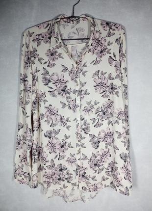 Жіноча сорочка блуза з квітковим принтом із віскози 46 розміру4 фото