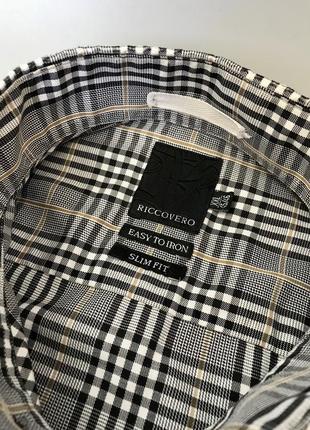 Стильная серо бежевая рубашка riccovero slim fit, овершот, в клетку, в клетку барбери, burberry, накидка, кэжуал4 фото