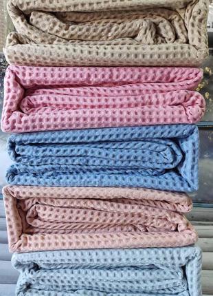 Покрывало вафельное пике евро размер 240 на 260 см с наволочками marie claire турция бежевое